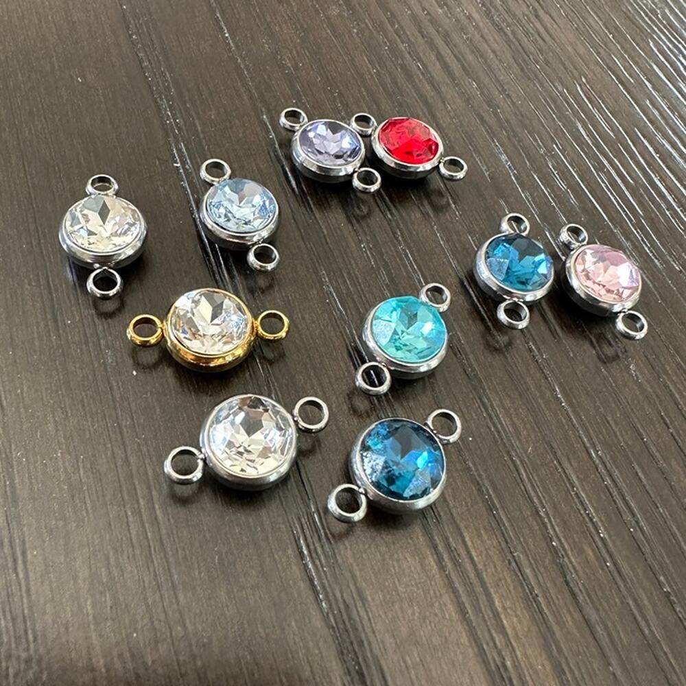 Lot of 10 Crystal Glass Jewelry Connectors, Silver, Gold, Gunmetal